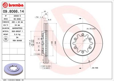 09806614 BREMBO Тормозной диск