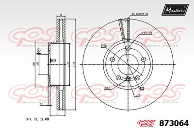 873064 MAXTECH Тормозной диск