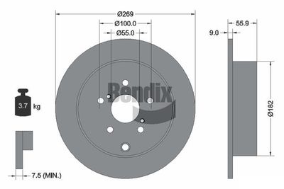 BDS1788 BENDIX Braking Тормозной диск