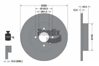 BDS1978 BENDIX Braking Тормозной диск