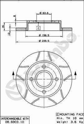 08690375 BREMBO Тормозной диск