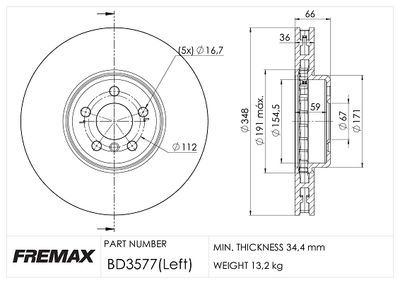 BD3577 FREMAX Тормозной диск