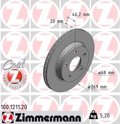 100121120 ZIMMERMANN Тормозной диск