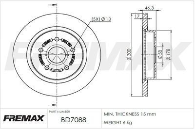 BD7088 FREMAX Тормозной диск