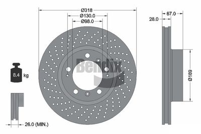 BDS1544RHC BENDIX Braking Тормозной диск