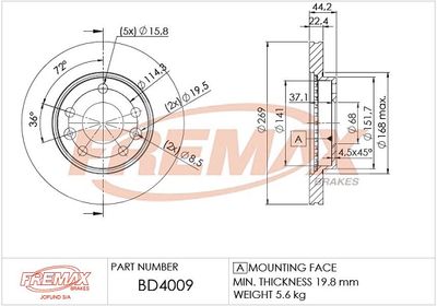 BD4009 FREMAX Тормозной диск