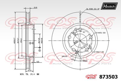 873503 MAXTECH Тормозной диск