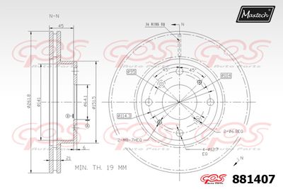 881407 MAXTECH Тормозной диск