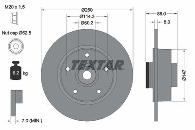 92196003 TEXTAR Тормозной диск