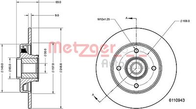 6110943 METZGER Тормозной диск