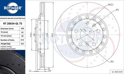 RT20654GLT5 ROTINGER Тормозной диск