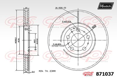 871037 MAXTECH Тормозной диск