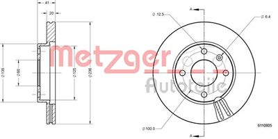 6110805 METZGER Тормозной диск