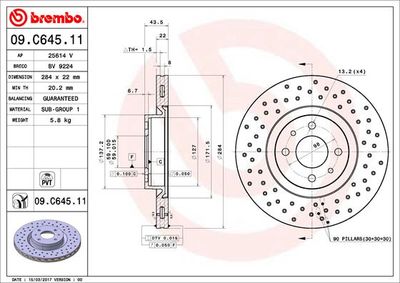 09C64511 BREMBO Тормозной диск