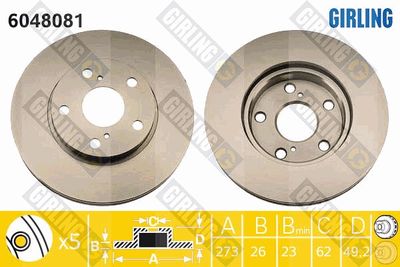 6048081 GIRLING Тормозной диск