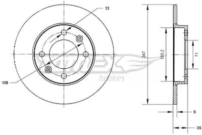 TX7058 TOMEX Brakes Тормозной диск