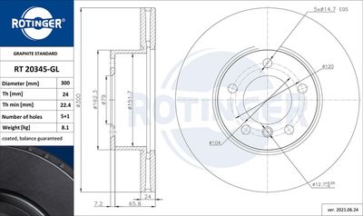 RT20345GL ROTINGER Тормозной диск