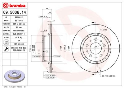 09503614 BREMBO Тормозной диск