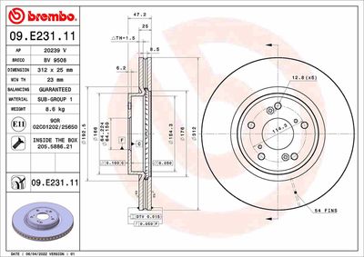 09E23111 BREMBO Тормозной диск