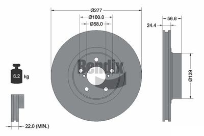 BDS1661 BENDIX Braking Тормозной диск