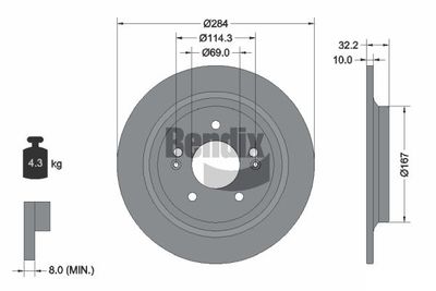 BDS2174 BENDIX Braking Тормозной диск