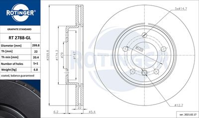 RT2788GL ROTINGER Тормозной диск