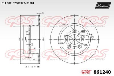 861240 MAXTECH Тормозной диск