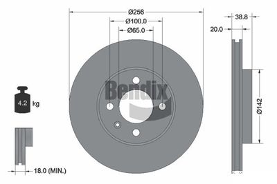 BDS1115 BENDIX Braking Тормозной диск