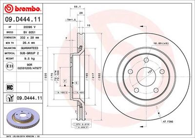 09D44411 BREMBO Тормозной диск