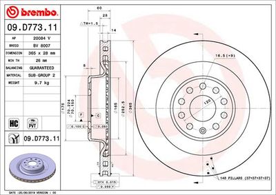 09D77311 BREMBO Тормозной диск