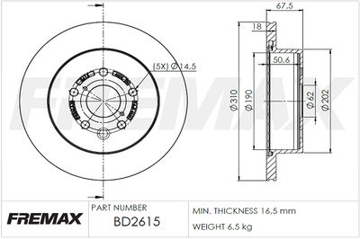 BD2615 FREMAX Тормозной диск