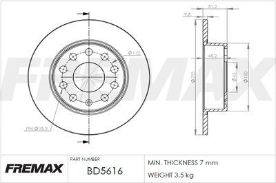 BD5616 FREMAX Тормозной диск