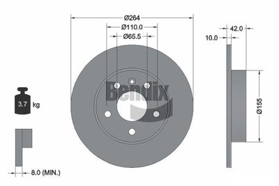 BDS1038 BENDIX Braking Тормозной диск