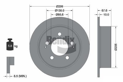 BDS1825 BENDIX Braking Тормозной диск