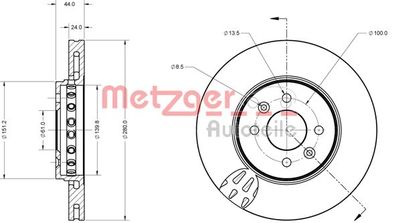 6110729 METZGER Тормозной диск