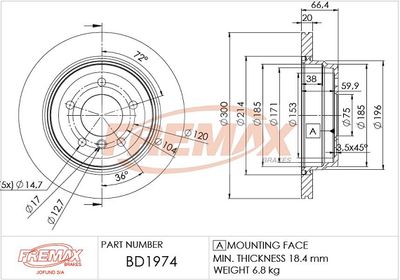 BD1974 FREMAX Тормозной диск