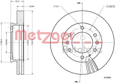 6110859 METZGER Тормозной диск