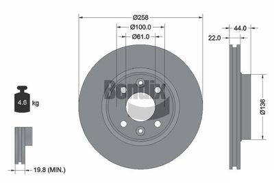 BDS1008 BENDIX Braking Тормозной диск