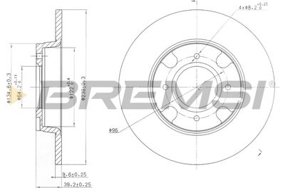 CD6538S BREMSI Тормозной диск