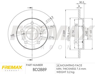 BD2889 FREMAX Тормозной диск