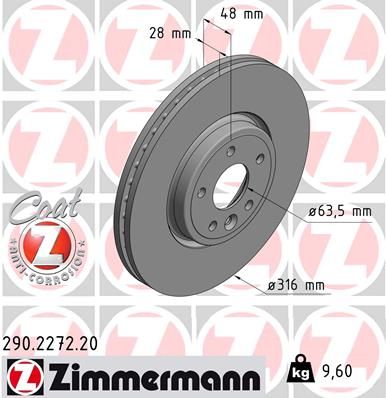 290227220 ZIMMERMANN Тормозной диск