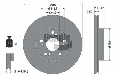 BDS1392 BENDIX Braking Тормозной диск