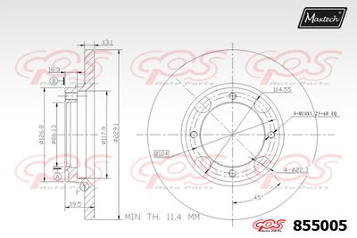 855005 MAXTECH Тормозной диск