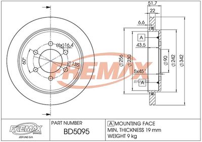 BD5095 FREMAX Тормозной диск