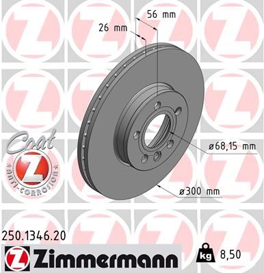 250134620 ZIMMERMANN Тормозной диск