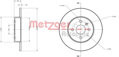 6110192 METZGER Тормозной диск