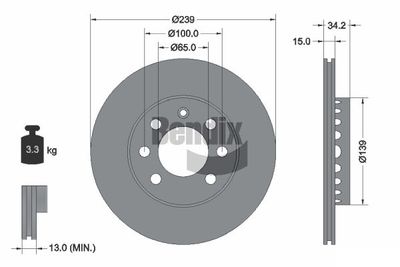 BDS1939 BENDIX Braking Тормозной диск