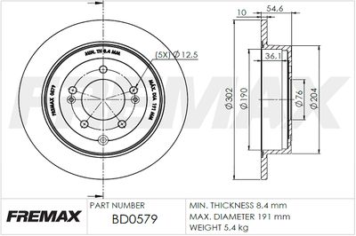 BD0579 FREMAX Тормозной диск