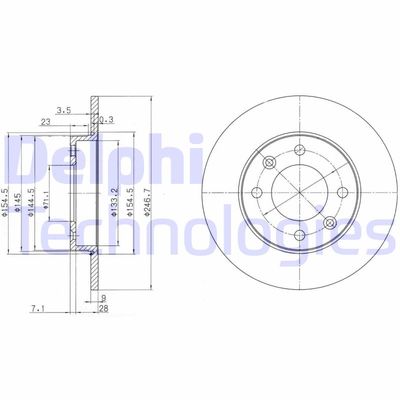 BG3653 DELPHI Тормозной диск