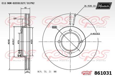 861031 MAXTECH Тормозной диск